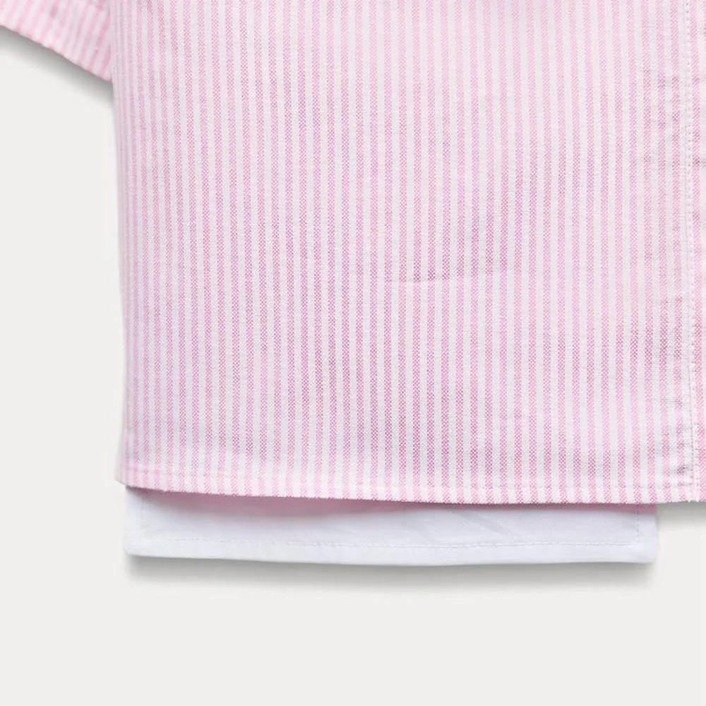 Zara Pink Striped Button Down Shirt - Picture 4 of 10